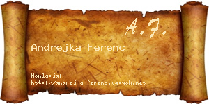 Andrejka Ferenc névjegykártya